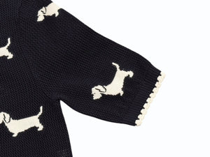 極美品 THOM BROWNE トムブラウン ニット・セーター ネイビー ホワイト コットン ナイロン FKA444A-Y3006-415 中古 4b005537