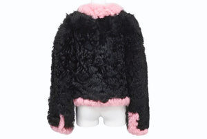 極美品 CHANEL シャネル ラムファージャケット ココマーク 2021 ピンク ブラック サイズ34 P71634C63182 中古 4b005543