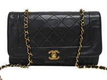 Load image into Gallery viewer, CHANEL シャネル マトラッセ25 ダイアナ Sフラップ Sチェーンショルダーバッグ 7番台 ココマーク ラムスキン ブラック 美品 中古 4b005549