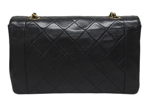 CHANEL シャネル マトラッセ25 ダイアナ Sフラップ Sチェーンショルダーバッグ 7番台 ココマーク ラムスキン ブラック 美品 中古 4b005549