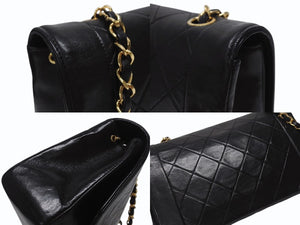CHANEL シャネル マトラッセ25 ダイアナ Sフラップ Sチェーンショルダーバッグ 7番台 ココマーク ラムスキン ブラック 美品 中古 4b005549