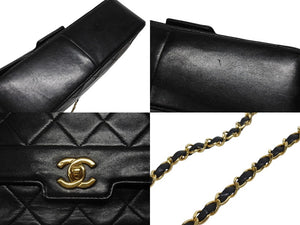 CHANEL シャネル マトラッセ25 ダイアナ Sフラップ Sチェーンショルダーバッグ 7番台 ココマーク ラムスキン ブラック 美品 中古 4b005549