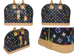 極美品 LOUIS VUITTON ルイヴィトン 村上隆 アルマGM ハンドバッグ M40442 モノグラム マルチカラー ブラック 中古 4b005572