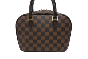 極美品 LOUIS VUITTON ルイヴィトン ダミエ エベヌ サリア ミニ ハンドバッグ N51286 PVC レザー ブラウン ロゴ 手持ち 鞄 美品 中古 4b000102