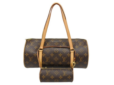 新品同様 LOUIS VUITTON ルイヴィトン パピヨン30 ハンドバッグ M51385 筒型 モノグラムキャンバス ブラウン 中古 4b005589