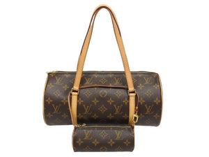 新品同様 LOUIS VUITTON ルイヴィトン パピヨン30 ハンドバッグ M51385 筒型 モノグラムキャンバス ブラウン 中古 4b005589