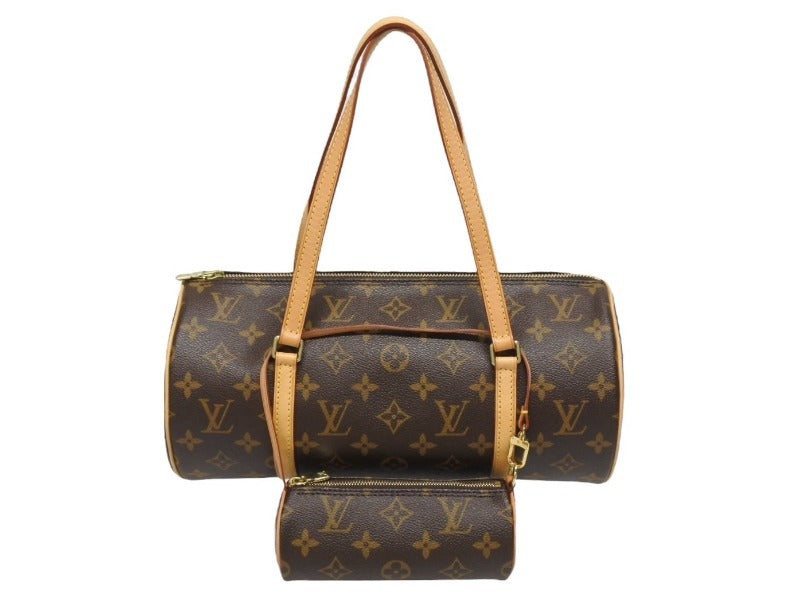 新品同様 LOUIS VUITTON ルイヴィトン パピヨン30 ハンドバッグ M51385 筒型 モノグラムキャンバス ブラウン 中古 4b005589