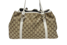 Load image into Gallery viewer, GUCCI グッチ GGキャンバス ハンドバッグ トートバッグ 232957 493492 キャンバス レザー ベージュ ゴールド シルバー金具 美品 中古 4b005594