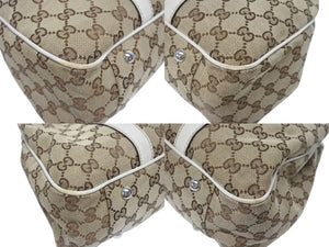 GUCCI グッチ GGキャンバス ハンドバッグ トートバッグ 232957 493492 キャンバス レザー ベージュ ゴールド シルバー金具 美品 中古 4b005594