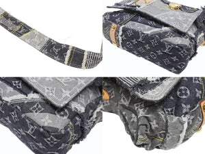 新品同様 LOUISVUITTON ルイヴィトン パッチワーク ポスティ メッセンジャーバッグ M95375 モノグラムデニム グレー 中古 4b005595