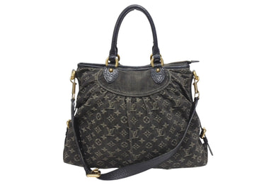LOUIS VUITTON ルイヴィトン ネオカヴィ GM ハンドバッグ M95352 モノグラムデニム ブラック レザー ゴールド金具 美品 中古 4b005596