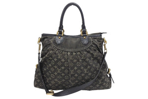 LOUIS VUITTON ルイヴィトン ネオカヴィ GM ハンドバッグ M95352 モノグラムデニム ブラック レザー ゴールド金具 美品 中古 4b005596