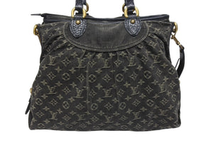 LOUIS VUITTON ルイヴィトン ネオカヴィ GM ハンドバッグ M95352 モノグラムデニム ブラック レザー ゴールド金具 美品 中古 4b005596