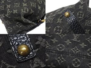 LOUIS VUITTON ルイヴィトン ネオカヴィ GM ハンドバッグ M95352 モノグラムデニム ブラック レザー ゴールド金具 美品 中古 4b005596