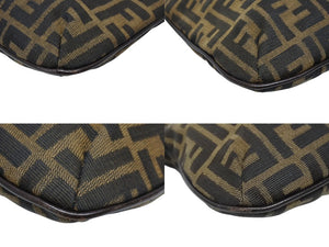 極美品 FENDI フェンディ マンマバケット ワンショルダーバッグ ズッカ柄 キャンバス レザー ブラウン シルバー金具 美品 中古 4b005602