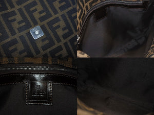極美品 FENDI フェンディ マンマバケット ワンショルダーバッグ ズッカ柄 キャンバス レザー ブラウン シルバー金具 美品 中古 4b005602