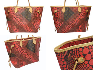 極美品 LOUIS VUITTON ルイヴィトン ハンドバッグ M40686 ネヴァーフルMM 草間彌生 レッド ゴールド金具 中古 4b005608