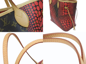 極美品 LOUIS VUITTON ルイヴィトン ハンドバッグ M40686 ネヴァーフルMM 草間彌生 レッド ゴールド金具 中古 4b005608