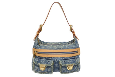 極美品 LOUIS VUITTON ルイヴィトン モノグラムデニム バギーPM ショルダーバッグ ワンショルダー M95049 インディゴブルー 中古 4b005612