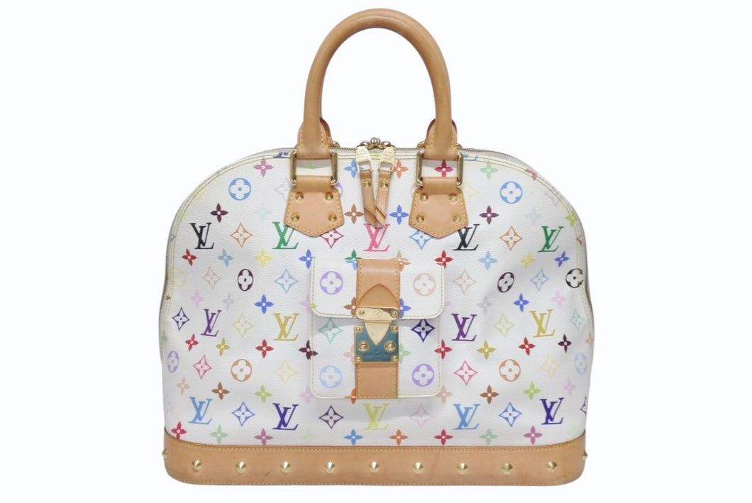 LOUIS VUITTON ルイヴィトン 村上隆 アルマGM ハンドバッグ M40441 モノグラム マルチカラー ホワイト 美品 中古 4b005618