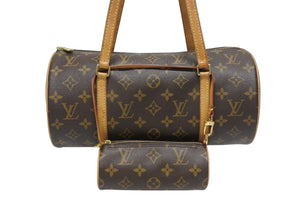 LOUIS VUITTON ルイヴィトン パピヨン30 ハンドバッグ M51385 筒型 モノグラムキャンバス ブラウン 美品 中古 4b005620