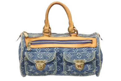 LOUIS VUITTON ルイヴィトン ネオスピーディ ハンドバッグ M95019 モノグラム デニム インディゴブルー ゴールド金具 美品 中古 4b005621