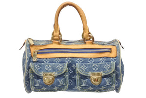 LOUIS VUITTON ルイヴィトン ネオスピーディ ハンドバッグ M95019 モノグラム デニム インディゴブルー ゴールド金具 美品 中古 4b005621