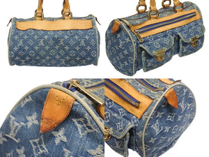 LOUIS VUITTON ルイヴィトン ネオスピーディ ハンドバッグ M95019 モノグラム デニム インディゴブルー ゴールド金具 美品 中古 4b005621