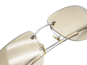 極美品 CARTIER カルティエ メガネ リムレス ブラウン サングラス シルバー金具 メタル プラスチック 中古 4b005631