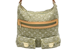 極美品 LOUIS VUITTON ルイヴィトン バギーGM ワンショルダーバッグ M95211 モノグラム デニム カーキ ゴールド金具 中古 4b005632