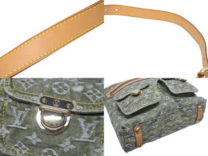 極美品 LOUIS VUITTON ルイヴィトン バギーGM ワンショルダーバッグ M95211 モノグラム デニム カーキ ゴールド金具 中古 4b005632