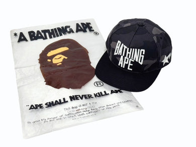 新品未使用 A BATHING APE アベイシングエイプ RSVP 2015年 コラボ BAPE キャップ 帽子 カモ柄 ホワイト ブラック 中古 4b005638