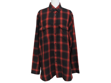 極美品 SAINT LAURENT PARIS サンローランパリ オンブレチェック長袖シャツ 326627 Y729B サイズ38 13AW レッド 中古 4b005645