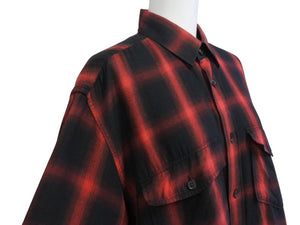 極美品 SAINT LAURENT PARIS サンローランパリ オンブレチェック長袖シャツ 326627 Y729B サイズ38 13AW レッド 中古 4b005645