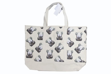 未使用 UNIQLO KAWS ユニクロ カウズ KAWS TOKYO FIRST トートバッグ キャンバス オフホワイト 総柄 中古 4b005653 