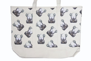 未使用 UNIQLO KAWS ユニクロ カウズ KAWS TOKYO FIRST トートバッグ キャンバス オフホワイト 総柄 中古 4b005653 