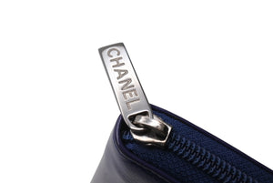極美品 CHANEL シャネル ラウンドファスナーウォレット 長財布 22番台 パテントレザー エナメル パープル シルバー金具 中古 4b005657
