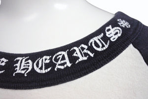 CHROME HEARTS クロムハーツ ラグラン 七分袖Tシャツ サイズM ホワイト ブラック ネックロゴ オールドクロス ホースシュー 良品 中古 4b005660