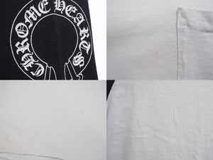 CHROME HEARTS クロムハーツ ラグラン 七分袖Tシャツ サイズM ホワイト ブラック ネックロゴ オールドクロス ホースシュー 良品 中古 4b005660