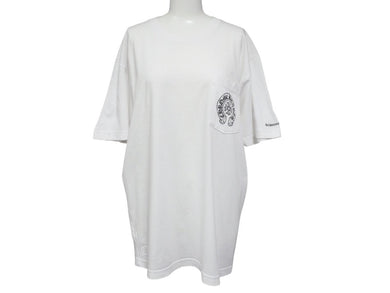 CHROME HEARTS クロムハーツ 半袖Tシャツ サイズL ホースシュー スクロールラベルロゴ プリント ホワイト 新型 美品 中古 4b005664