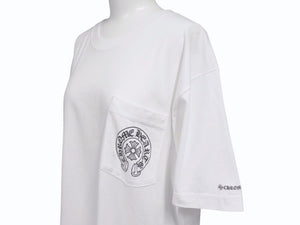 CHROME HEARTS クロムハーツ 半袖Tシャツ サイズL ホースシュー スクロールラベルロゴ プリント ホワイト 新型 美品 中古 4b005664