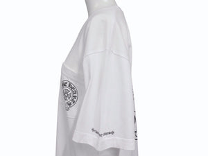 CHROME HEARTS クロムハーツ 半袖Tシャツ サイズL ホースシュー スクロールラベルロゴ プリント ホワイト 新型 美品 中古 4b005664