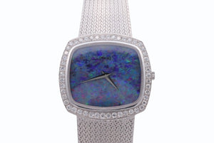 極美品 PIAGET ピアジェ 腕時計 9435 スクエア ベゼルダイヤ オパール文字盤 手巻き 重量約83.5g 18K/0750刻印 ホワイトゴールド 中古 4b005666