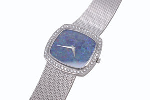 極美品 PIAGET ピアジェ 腕時計 9435 スクエア ベゼルダイヤ オパール文字盤 手巻き 重量約83.5g 18K/0750刻印 ホワイトゴールド 中古 4b005666