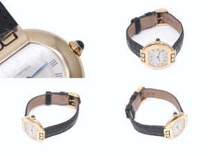 極美品 CARTIER カルティエ 腕時計 エリプスアールデコSM クォーツ 金無垢 W1513656 K18イエローゴールド レザー ブラック 中古 4b005668