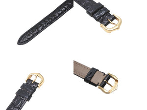 極美品 CARTIER カルティエ 腕時計 エリプスアールデコSM クォーツ 金無垢 W1513656 K18イエローゴールド レザー ブラック 中古 4b005668