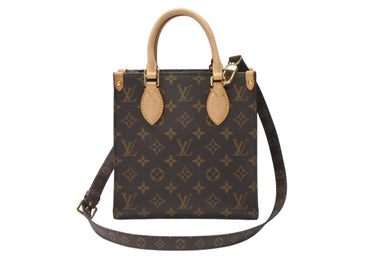 極美品 LOUIS VUITTON ルイヴィトン サックプラBB ハンドバッグ M46265 モノグラム 2WAY PVC レザー ブラウン ゴールド金具 中古 4b005671