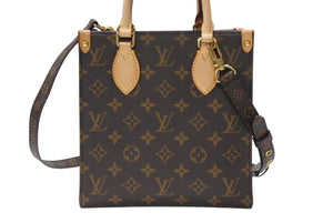 極美品 LOUIS VUITTON ルイヴィトン サックプラBB ハンドバッグ M46265 モノグラム 2WAY PVC レザー ブラウン ゴールド金具 中古 4b005671