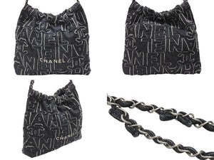 極美品 CHANEL シャネル シャネル22 スモール チェーンショルダーバッグ AS3260 ランダム番台 24AW ココマーク デニム ブラック 中古 4b005676