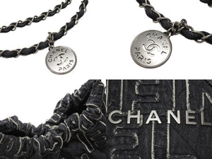 極美品 CHANEL シャネル シャネル22 スモール チェーンショルダーバッグ AS3260 ランダム番台 24AW ココマーク デニム ブラック 中古 4b005676